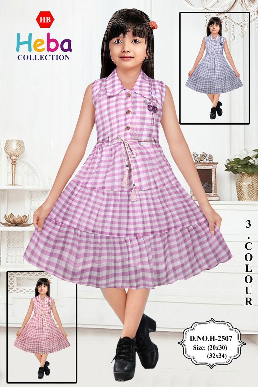 Girls Sleeveless Checkered Frock with Waist Belt SET OF 6 PIECES